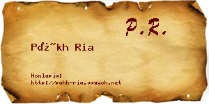 Pákh Ria névjegykártya